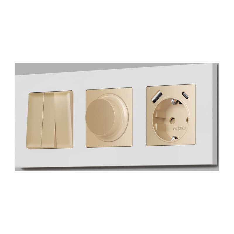 Комплект механизма светорегулятора универсального ALFA Шампань 25-600W/LED 5-300W QUANT (AP6055, VM136)