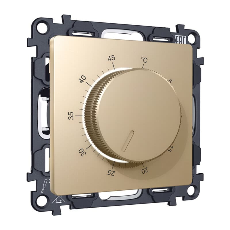 Комплект механизма терморегулятора с датчиком для теплого пола с подсветкой 16A-250V ALFA Шампань QUANT (AP6057, VM1381)