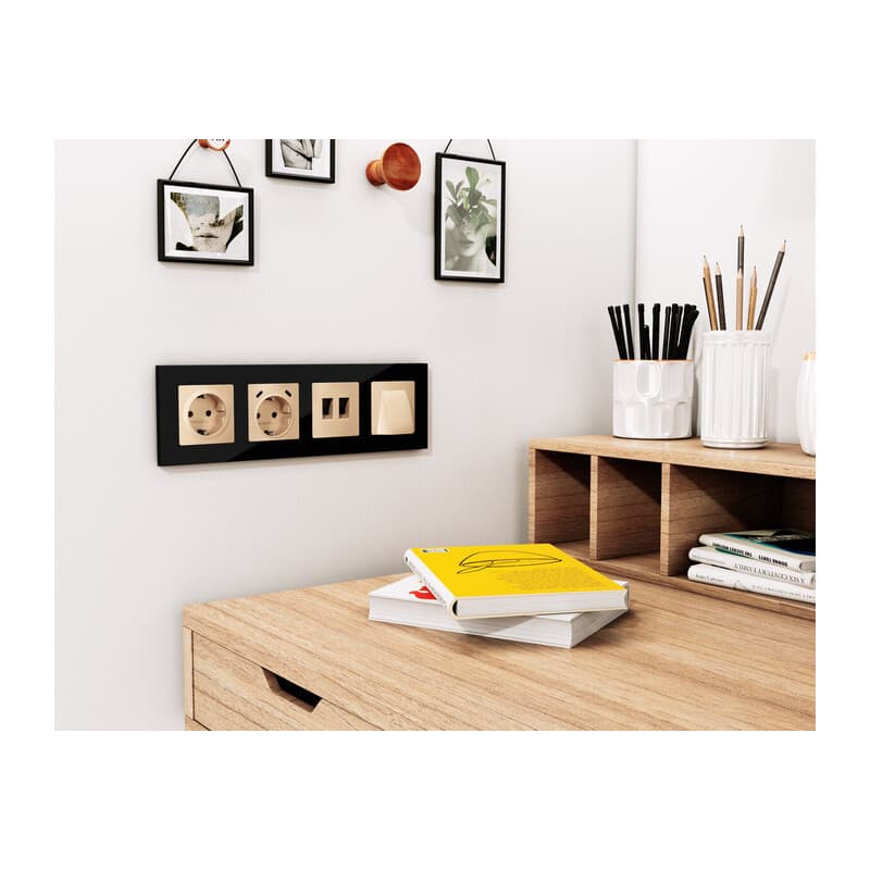 Комплект механизма электрической розетки 2USB С+C 20W (быстрая зарядка) с/з на винтовых зажимах 16A-250V ALFA Шампань QUANT (AP6105, VM165)