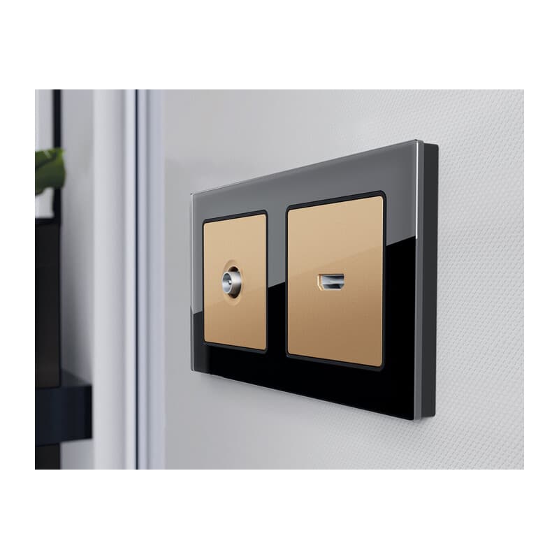 Комплект механизма TV розетки проходной ALFA Шампань 5-1000 MHz 4dB QUANT (AP6130, VM211)