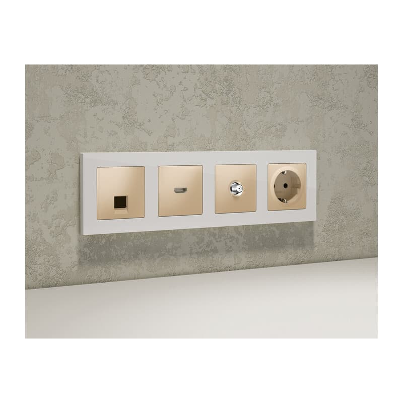 Комплект механизма TV розетки SAT 5-2400MHz 3.5dB ALFA Шампань QUANT (AP6130, VM215)