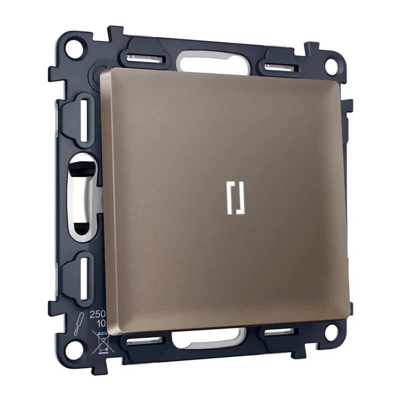 Комплект механизма 1-кл выключателя с подсветкой 5600K ALFA Темная бронза матовый QUANT (AP6320, VM101, G14W)