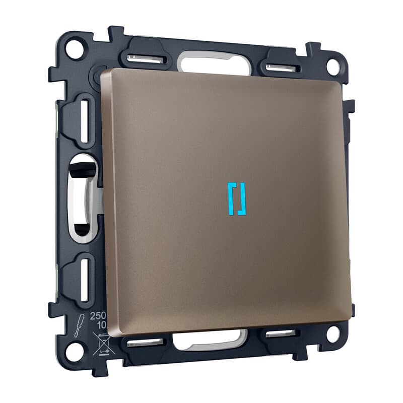 Комплект механизма 1-кл выключателя с подсветкой 10000K ALFA Темная бронза матовый QUANT (AP6320, VM101, G17B)