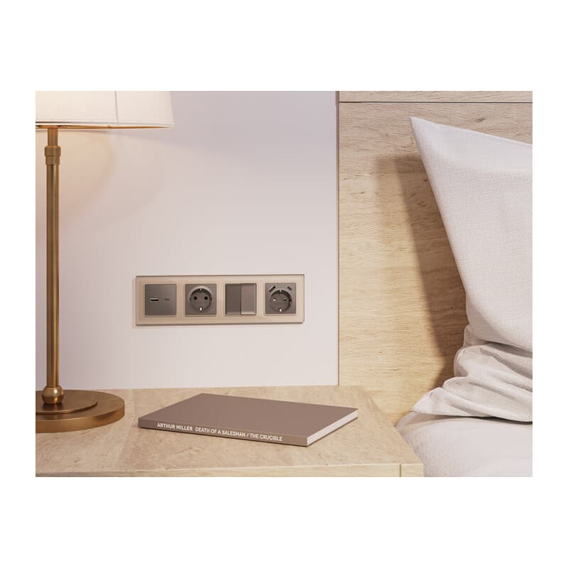 Комплект механизма 2-кл выключателя ALFA Темная бронза матовый QUANT (AP6330, VM120)