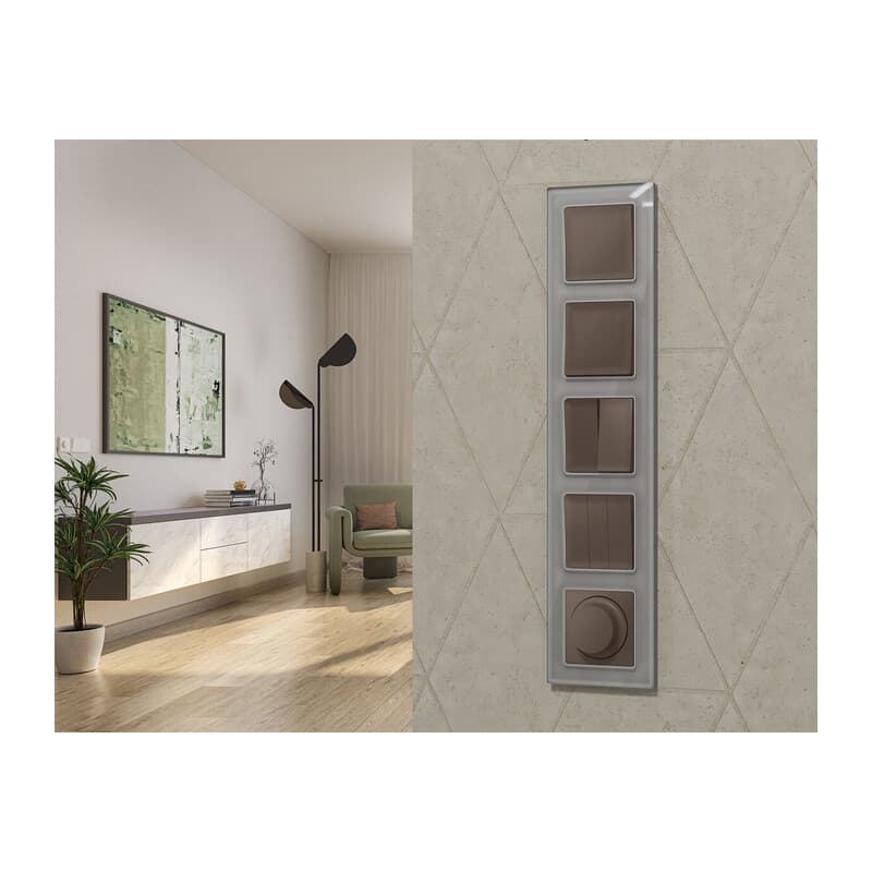 Комплект механизма 2-кл выключателя с самовозвратом ALFA Темная бронза матовый QUANT (AP6330, VM129)