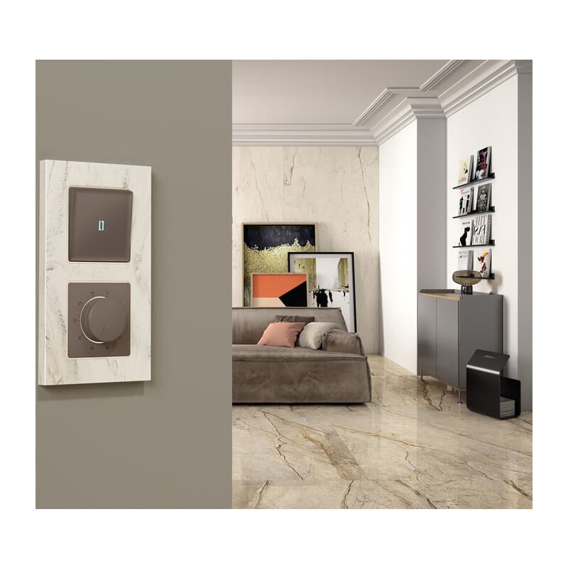 Комплект механизма терморегулятора с датчиком для теплого пола с подсветкой 16A-250V ALFA Темная бронза матовый QUANT (AP6357, VM1381)