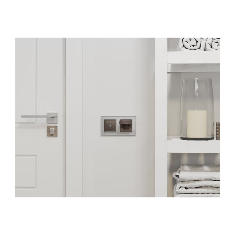 Комплект механизма электрической розетки ALFA Темная бронза матовый с/з с шторками и крышкой IP44 QUANT (AP6380, VM141)