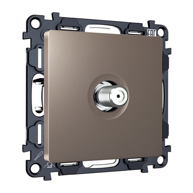 Комплект механизма TV розетки SAT 5-2400MHz 3.5dB ALFA Темная бронза матовый QUANT (AP6430, VM215)