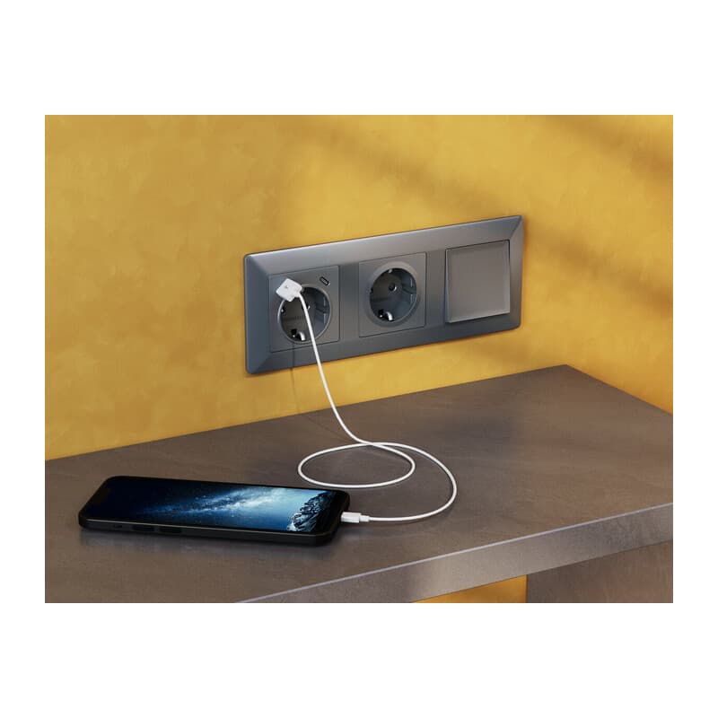 Комплект механизма 1-кл проходного выключателя ALFA Антрацит серый QUANT (AP6510, VM105)