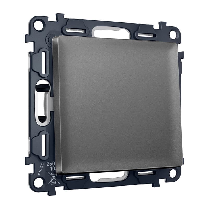 Комплект механизма 1-кл выключателя с самовозвратом ALFA Антрацит серый QUANT (AP6510, VM113)