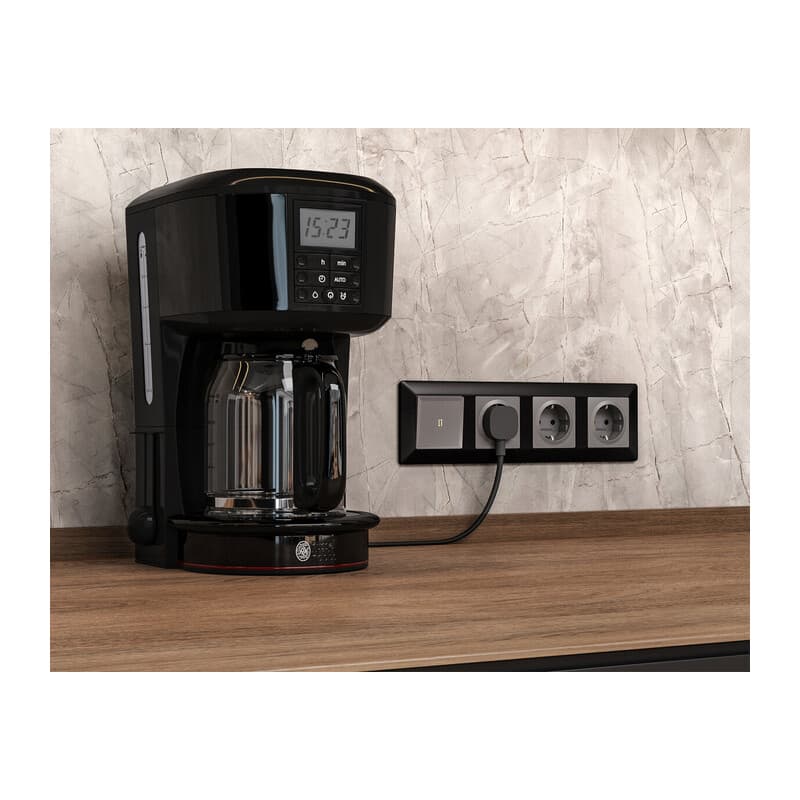 Комплект механизма электрической розетки ALFA Антрацит серый с/з на винтовых зажимах QUANT (AP6560, VM141)