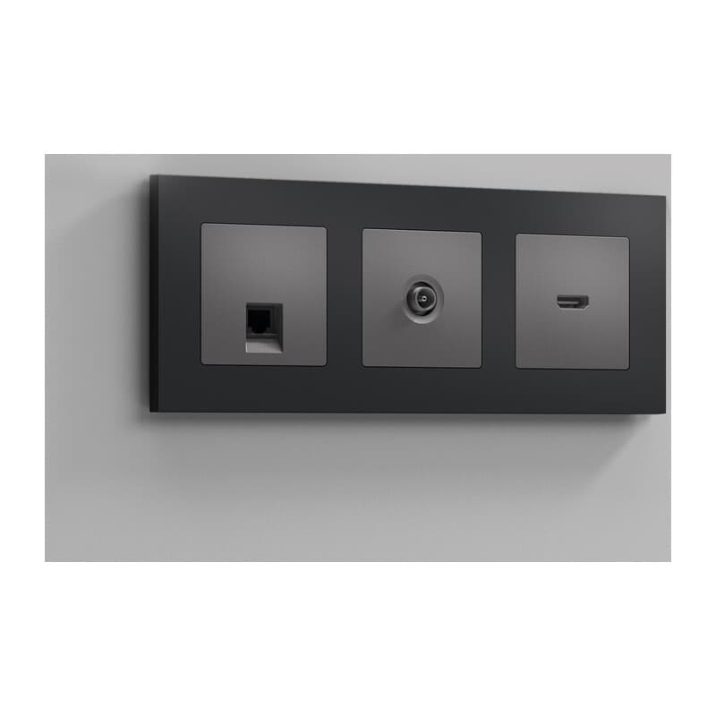 Комплект механизма розетки HDMI 2.0 ALFA Антрацит серый 40V/500mA 2.0GHz 5-18Gbit/s QUANT (AP6640, VM222)