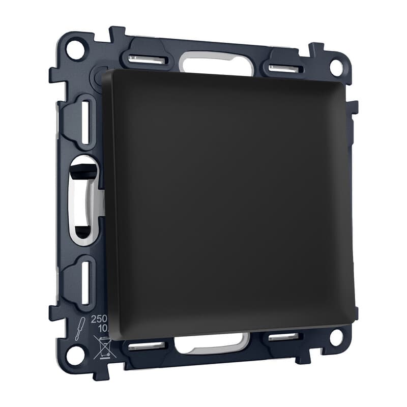 Комплект механизма 1-кл выключателя с самовозвратом ALFA Черный матовый QUANT (AP8010, VM113)