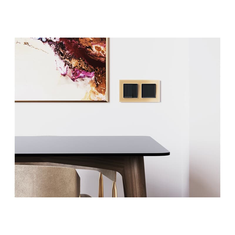 Комплект механизма 1-кл выключателя с самовозвратом ALFA Черный матовый QUANT (AP8010, VM113)