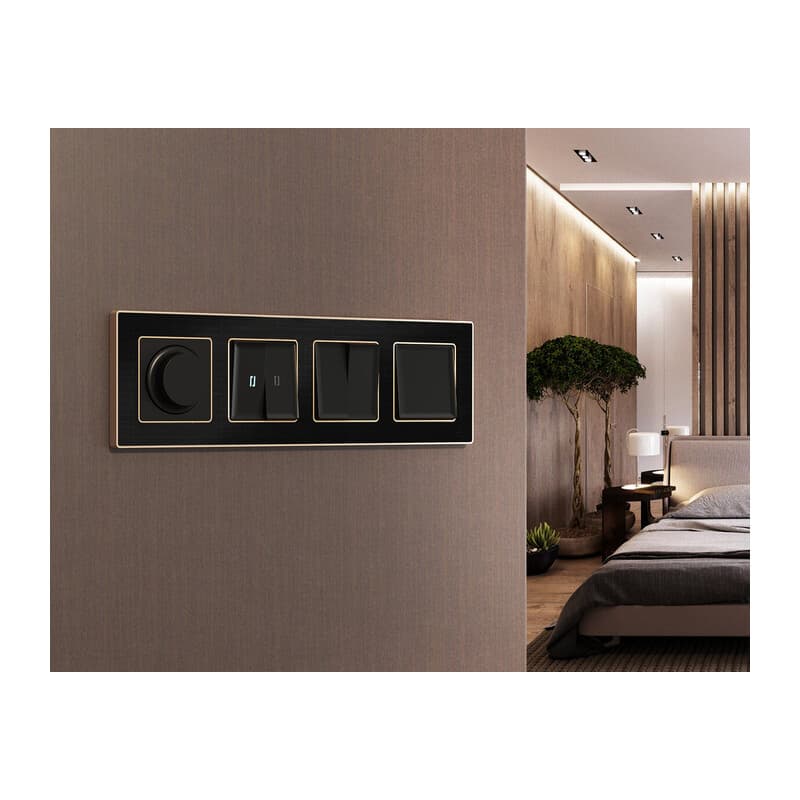 Комплект механизма 1-кл выключателя с самовозвратом ALFA Черный матовый QUANT (AP8010, VM113)