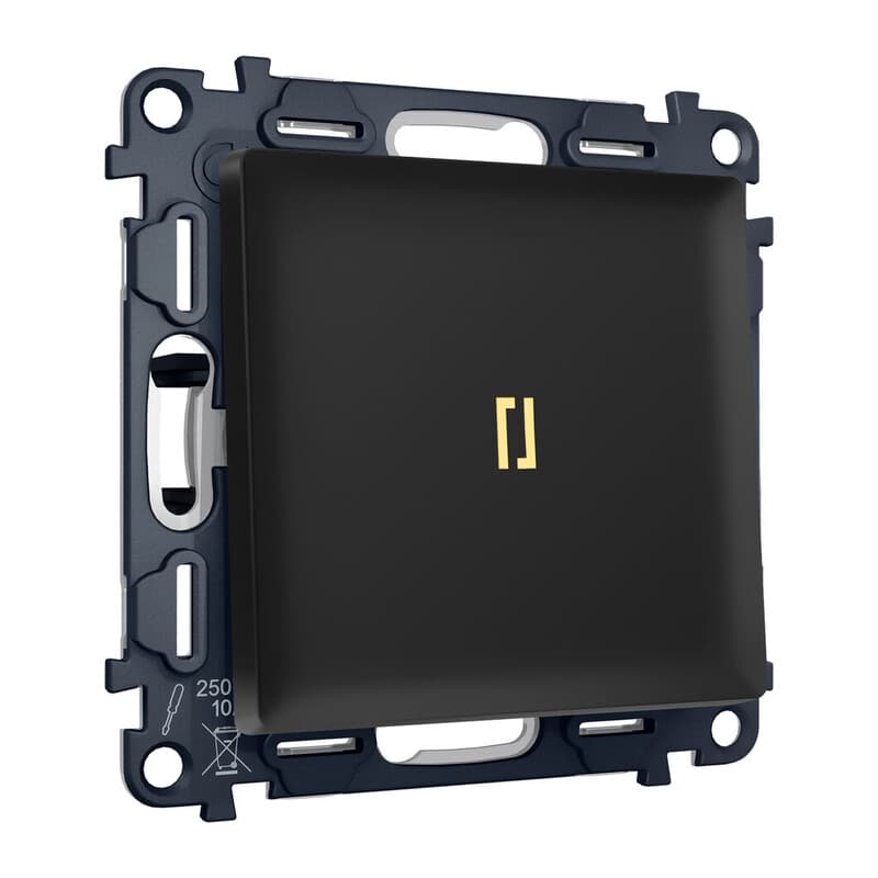 Комплект механизма 1-кл выключателя с подсветкой 3200K ALFA Черный матовый QUANT (AP8020, VM101, G11Y)