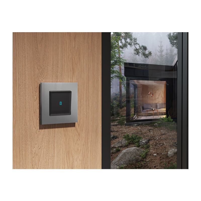 Комплект механизма 1-кл проходного выключателя с подсветкой 10000K ALFA Черный матовый QUANT (AP8020, VM105, G29B)