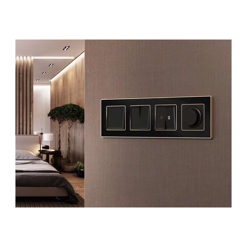 Комплект механизма 2-кл выключателя ALFA Черный матовый QUANT (AP8030, VM115)