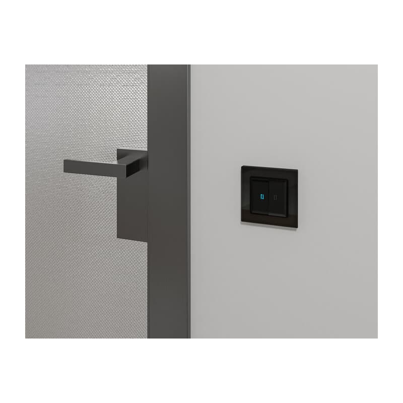 Комплект механизма 2-кл проходного выключателя с подсветкой 10000K ALFA Черный матовый QUANT (AP8040, VM120, G29B)