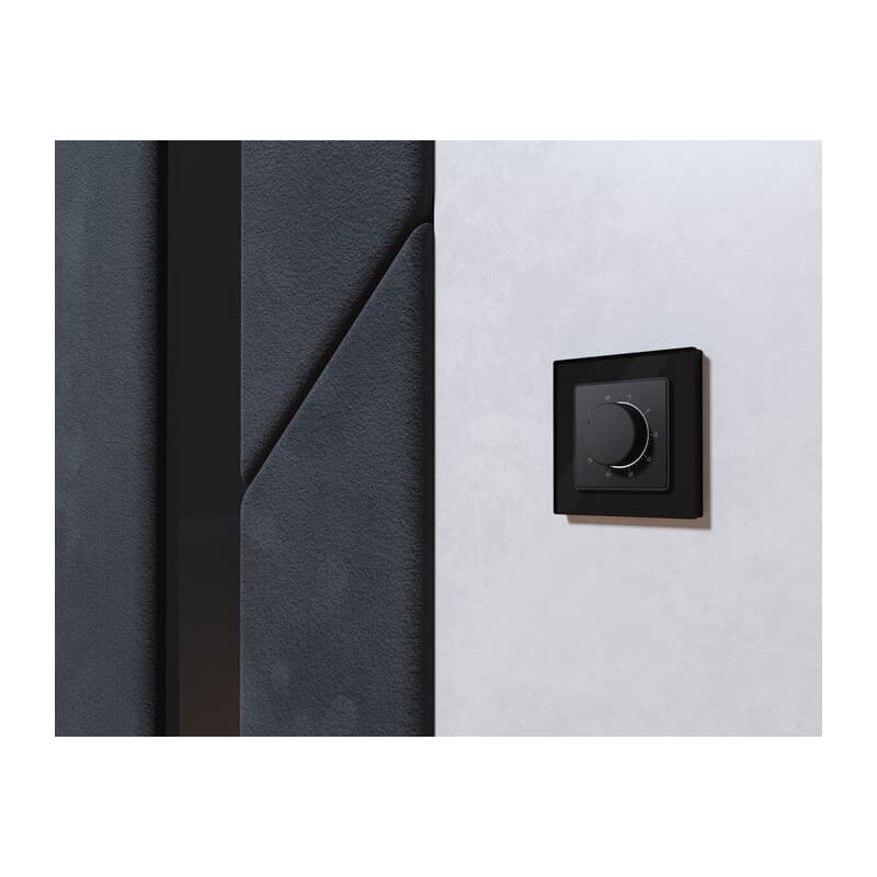 Комплект механизма терморегулятора с датчиком для теплого пола с подсветкой 16A-250V ALFA Черный матовый QUANT (AP8057, VM1381)