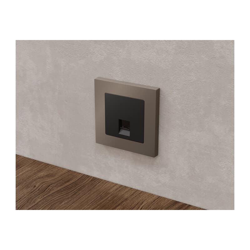 Комплект механизма телефонной розетки ALFA Черный матовый RJ-11(4P4C) с шторкой QUANT (AP8120, VM190)