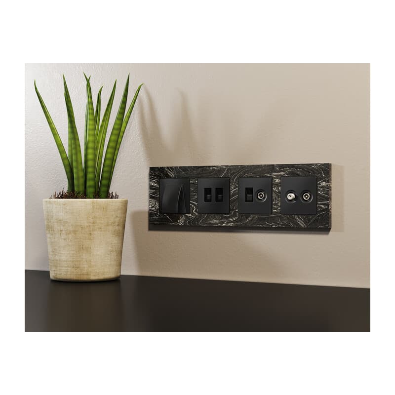 Комплект вывода кабеля с фиксатором ALFA Черный матовый QUANT (AP8158, VM238)