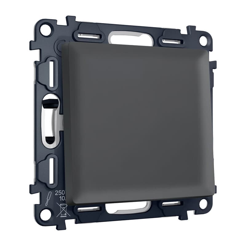 Комплект механизма 1-кл выключателя ALFA Графит мягкое касание QUANT (AP9010, VM101)