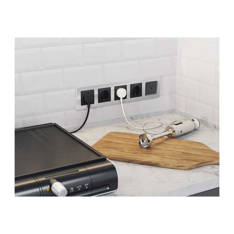 Комплект механизма 1-кл проходного выключателя с подсветкой 3200K ALFA Графит мягкое касание QUANT (AP9020, VM105, G22Y)