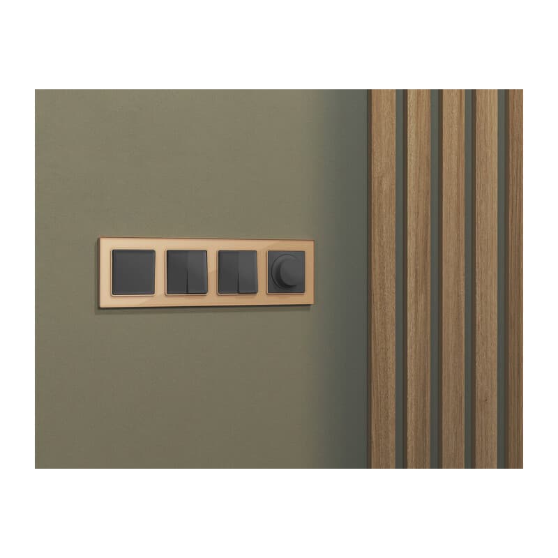 Комплект механизма 2-клавишного перекрестного выключателя 10A-250V ALFA Графит мягкое касание QUANT (AP9030, VM125)