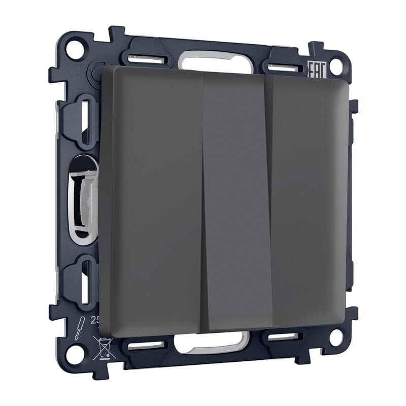 Комплект механизма 3-кл выключателя ALFA Графит мягкое касание QUANT (AP9050, VM133)