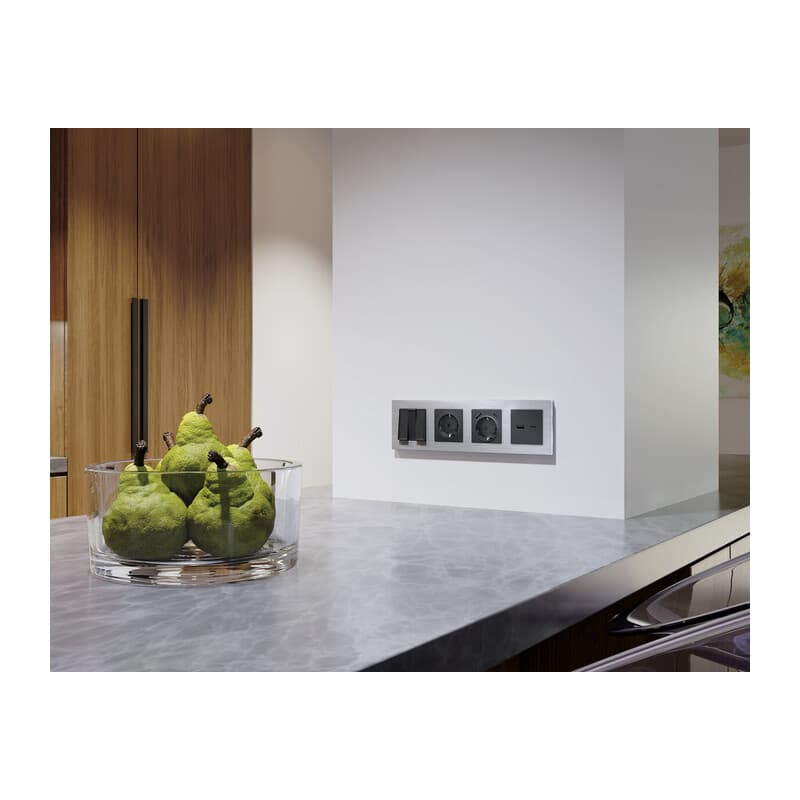 Комплект механизма 3-кл выключателя ALFA Графит мягкое касание QUANT (AP9050, VM133)