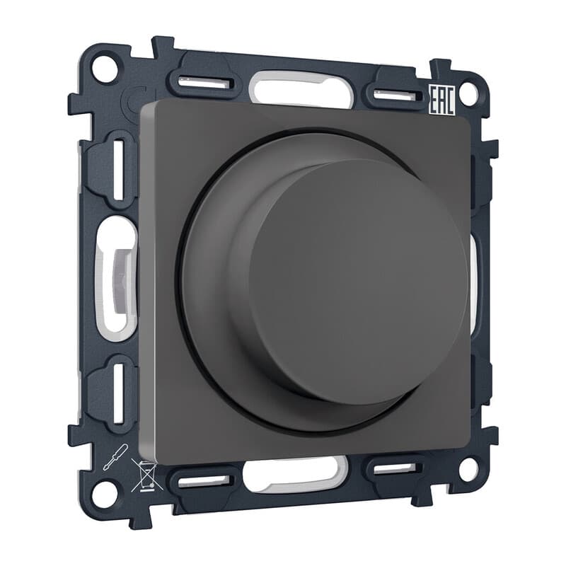 Комплект механизма светорегулятора универсального ALFA Графит мягкое касание 25-600W/LED 5-300W QUANT (AP9055, VM136)