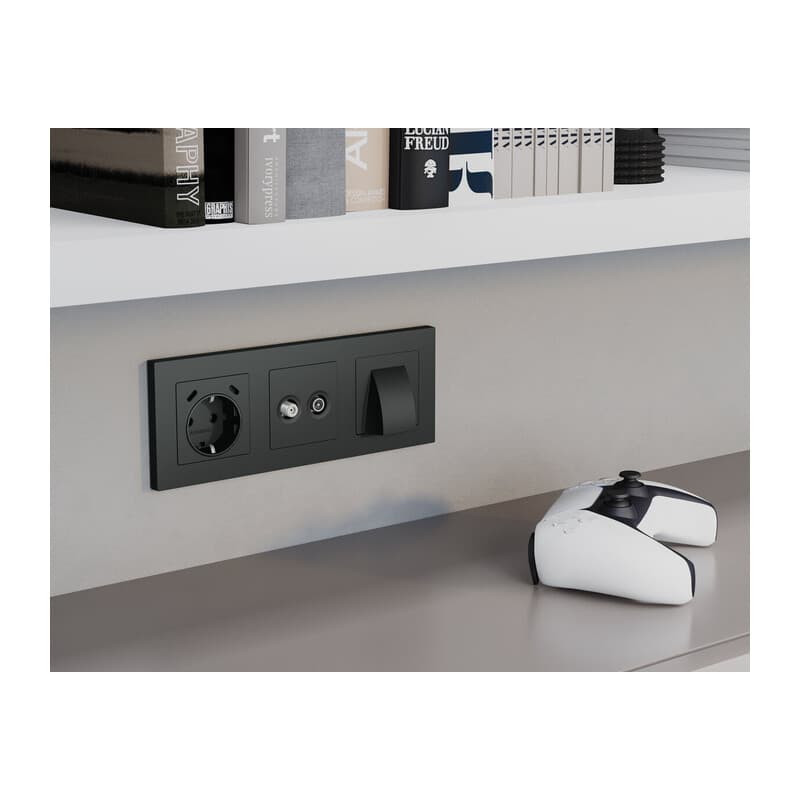 Комплект вывода кабеля с фиксатором ALFA Графит мягкое касание QUANT (AP9158, VM238)