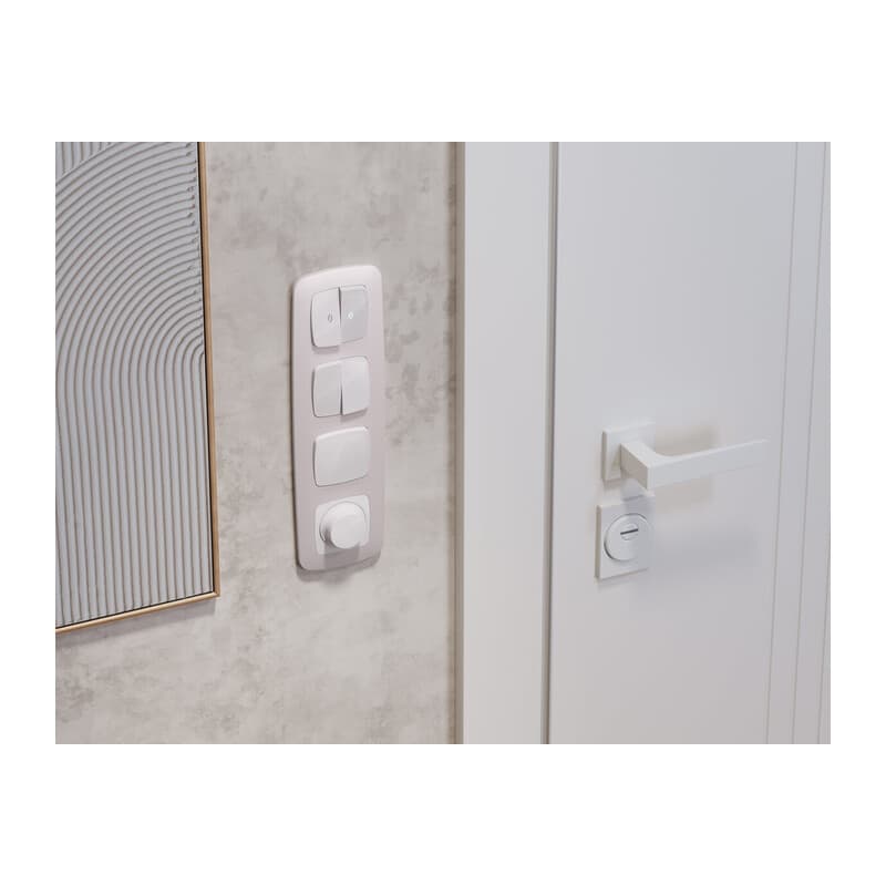 Комплект механизма 2-клавишного перекрестного выключателя 10A-250V OMEGA Белый глянец QUANT (OP1030, VM125)