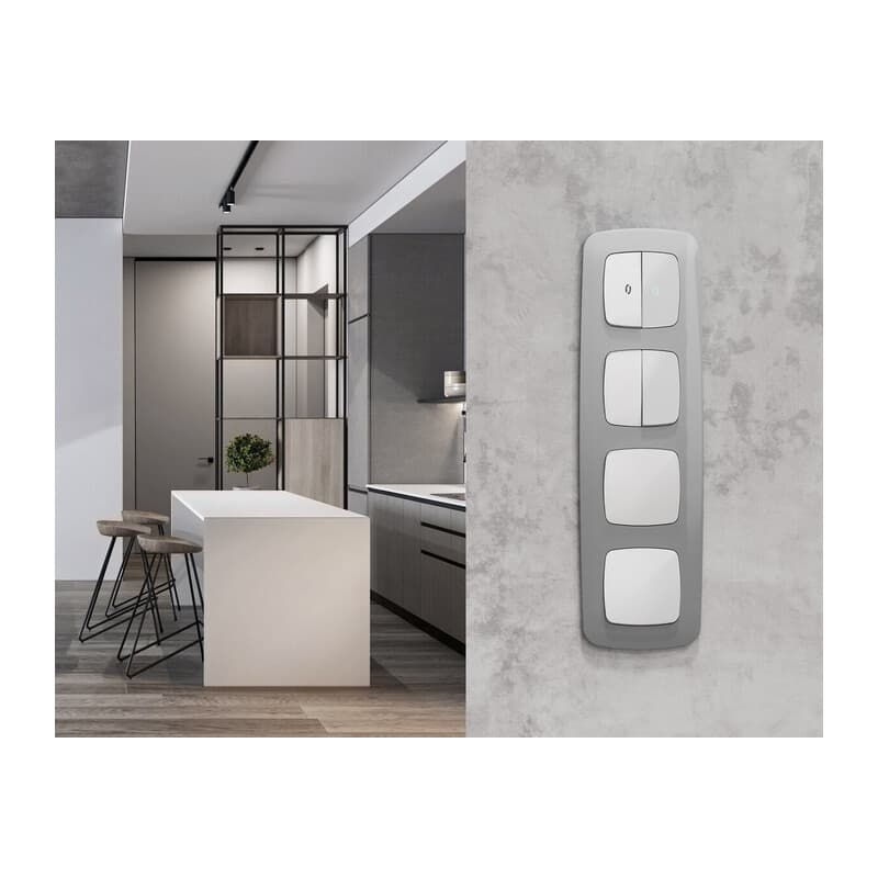 Комплект механизма 2-клавишного перекрестного выключателя 10A-250V OMEGA Белый глянец QUANT (OP1030, VM125)