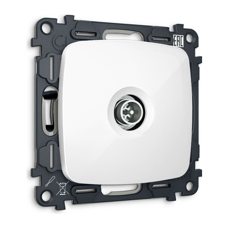 Комплект механизма TV розетки оконечной экранированной 5-1000MHz 3dB OMEGA Белый глянец QUANT (OP1130, VM199)