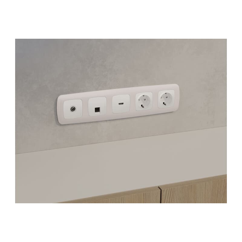 Комплект механизма компьютерной розетки RJ-45 экранированной с автоматической защитной шторкой OMEGA Белый матовый QUANT (OP1320, VM185)