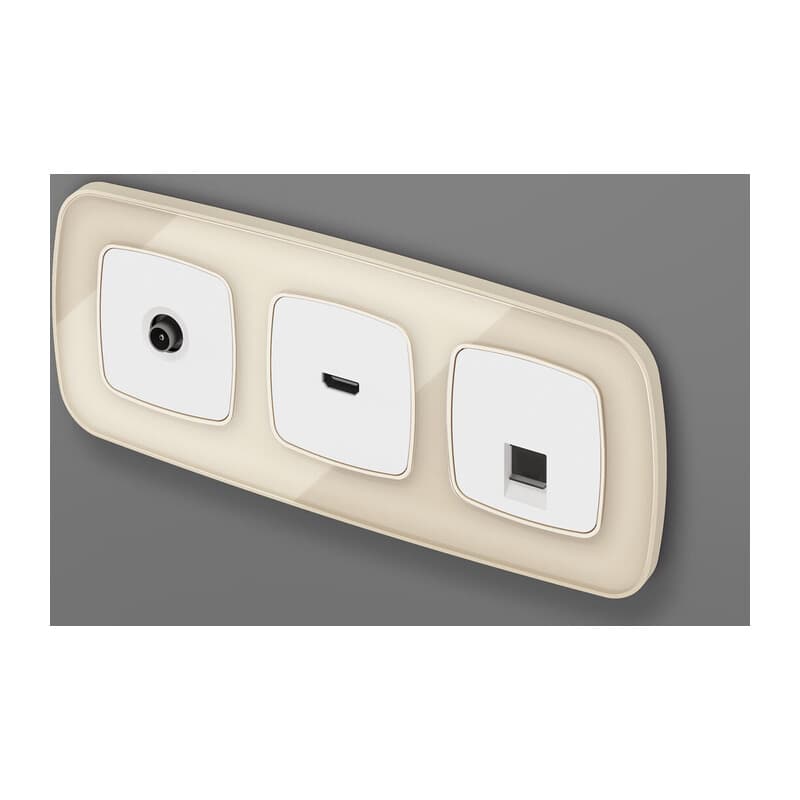 Комплект механизма компьютерной розетки RJ-45 экранированной с автоматической защитной шторкой OMEGA Белый матовый QUANT (OP1320, VM185)