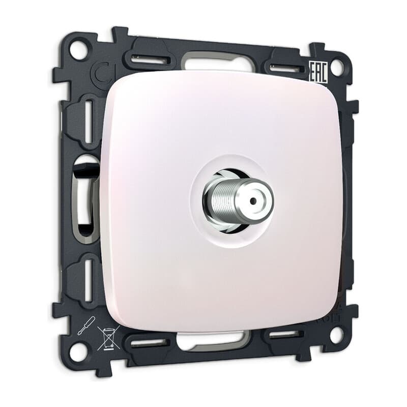 Комплект механизма TV розетки SAT 5-2400MHz 3.5dB OMEGA Жемчуг QUANT (OP2130, VM215)