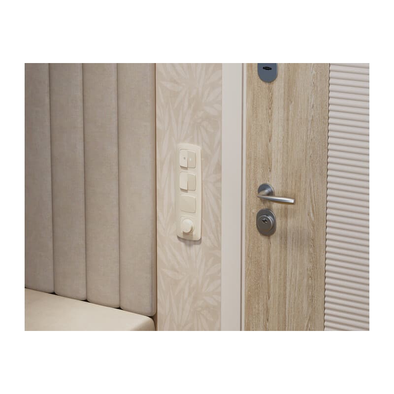 Комплект механизма 2-клавишного перекрестного выключателя 10A-250V OMEGA Бежевый глянец QUANT (OP3030, VM125)