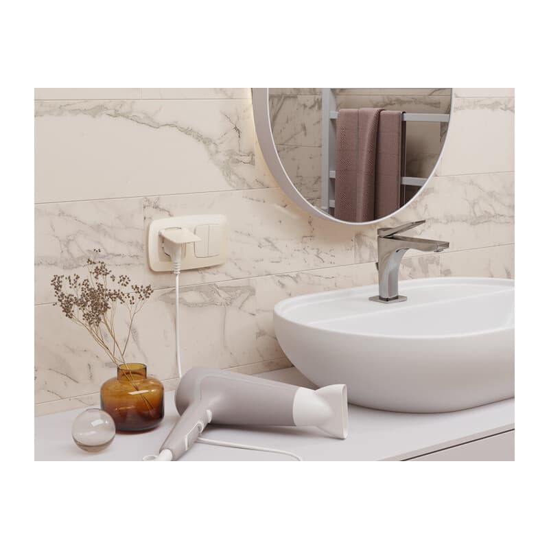 Комплект механизма 2-клавишного перекрестного выключателя 10A-250V OMEGA Бежевый глянец QUANT (OP3030, VM125)