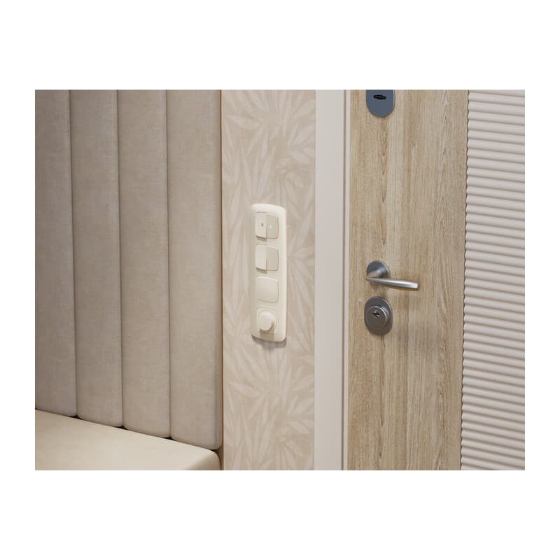 Комплект механизма 2-клавишного перекрестного выключателя 10A-250V OMEGA Бежевый матовый QUANT (OP3230, VM125)