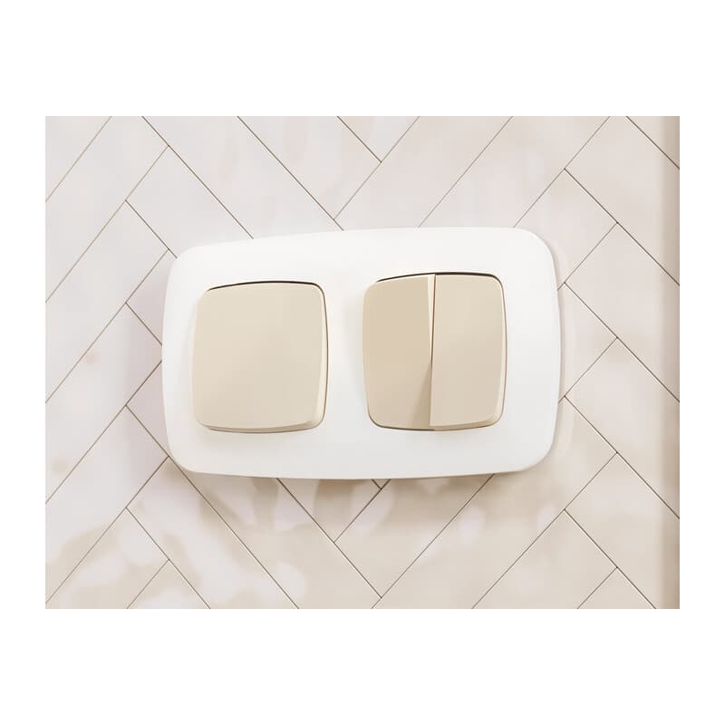 Комплект механизма 2-клавишного перекрестного выключателя 10A-250V OMEGA Бежевый матовый QUANT (OP3230, VM125)