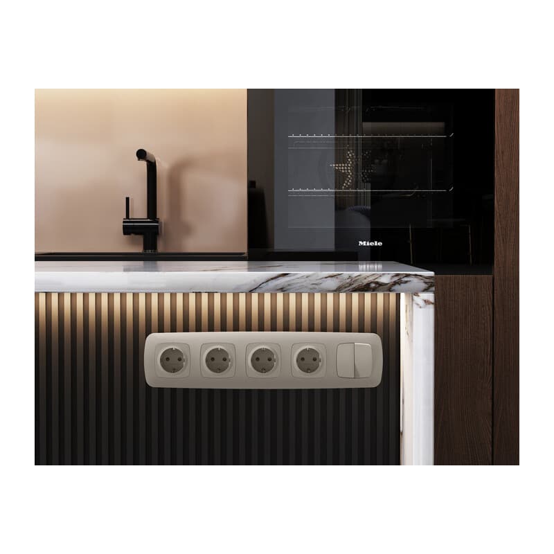 Комплект механизма 2-клавишного перекрестного выключателя 10A-250V OMEGA Серо-бежевый матовый QUANT (OP3630, VM125)