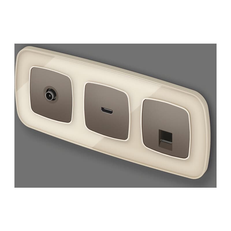 Комплект мех-ма компьютерной розетки RJ-45 экранированной с автоматической защитной шторкой OMEGA Темная бронза матовый QUANT (OP6420, VM185)