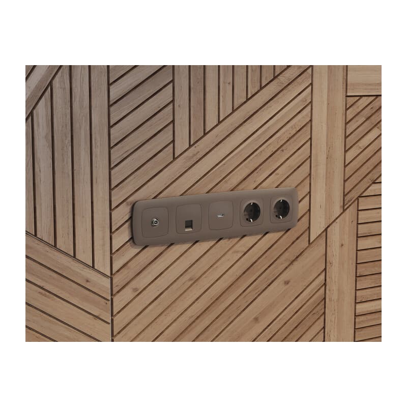 Комплект мех-ма компьютерной розетки RJ-45 экранированной с автоматической защитной шторкой OMEGA Темная бронза матовый QUANT (OP6420, VM185)