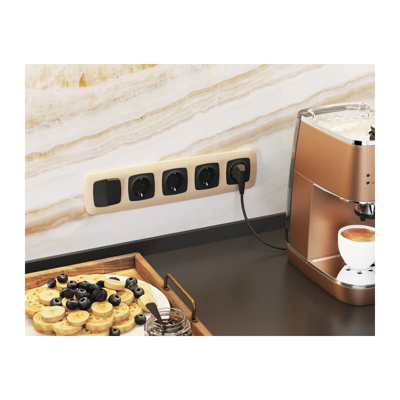 Комплект механизма 2-клавишного перекрестного выключателя 10A-250V OMEGA Черный матовый QUANT (OP8030, VM125)