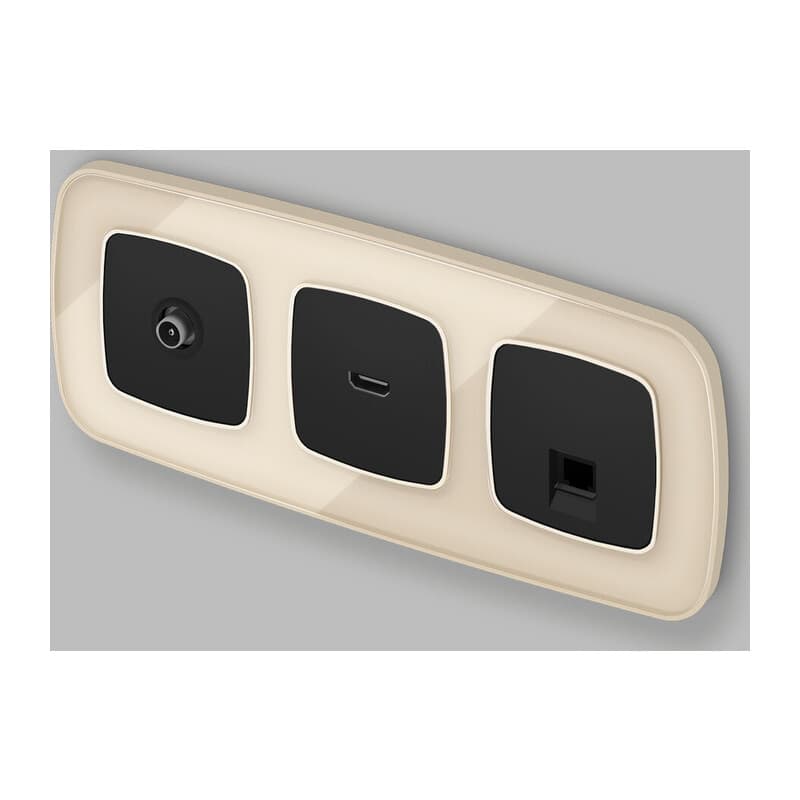 Комплект механизма компьютерной розетки RJ-45 экранированной с автоматической защитной шторкой OMEGA Черный матовый QUANT (OP8120, VM185)