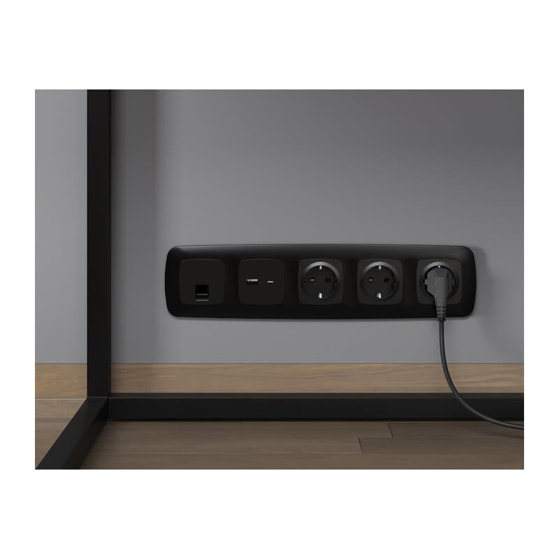 Комплект механизма компьютерной розетки RJ-45 экранированной с автоматической защитной шторкой OMEGA Черный матовый QUANT (OP8120, VM185)