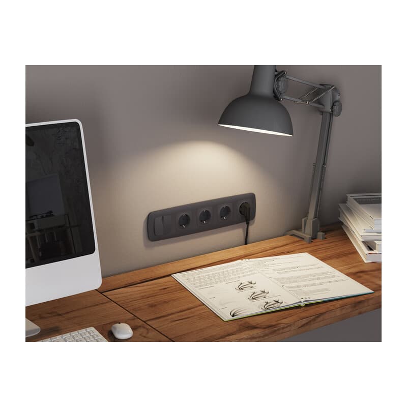 Комплект механизм 2-клавишного перекрестного выключателя 10A-250V OMEGA Графит Мягкое касание QUANT (OP9030, VM125)